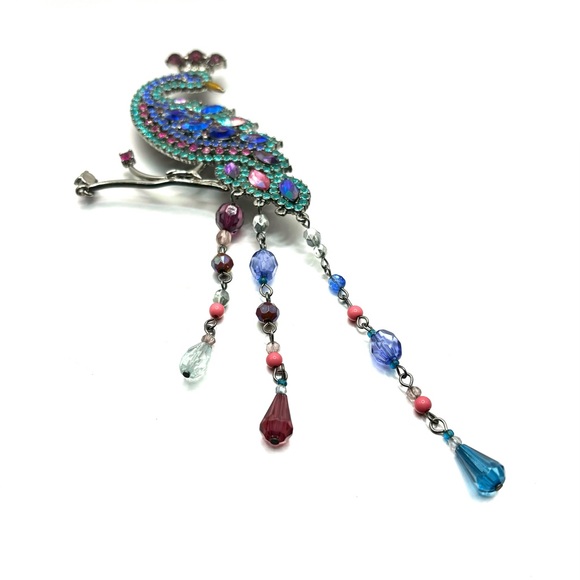 Vintage Avon Rhinestone Peacock Brooch - Picture 3 of 4